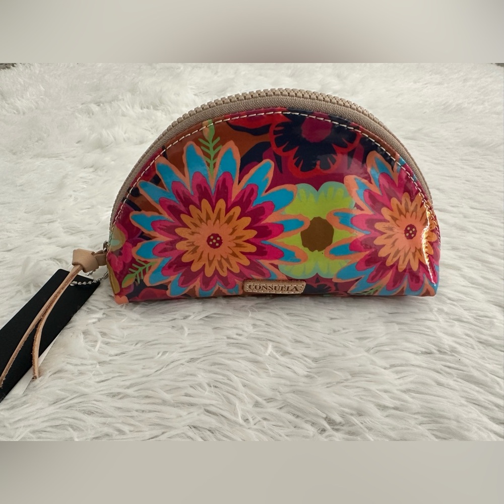 New Consuela Mod‎ Floral Legacy Medium Domed Toiletry Makeup Cosmetic Bag Rare